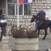 Jaše na konju kroz grad, jer su mu žandarmi uzeli auto