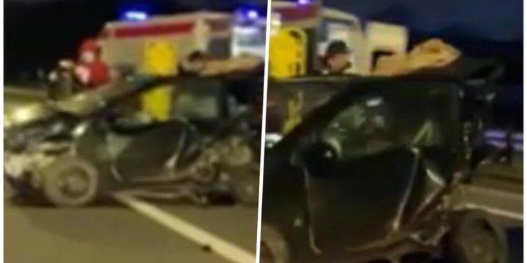 TEŽAK UDES NA AUTO-PUTU U BLIZINI AERODROMA: Automobili potpuno smrskani, vatrogasci sekli vozilo da izvuku povređene