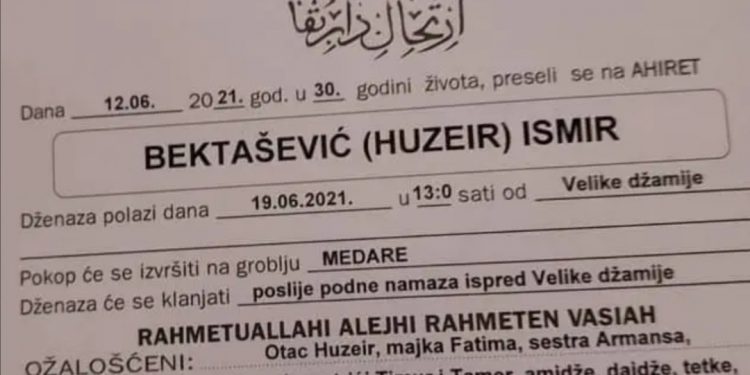 TUGA DO NEBA NAD SJENICOM- DANAS DŽENAZA ISMIRU BEKTAŠEVIĆU