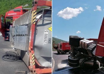 HAVARIJA NA PUTU : PREVRNULA SE CISTERNA SA SOLNOM KISELINOM