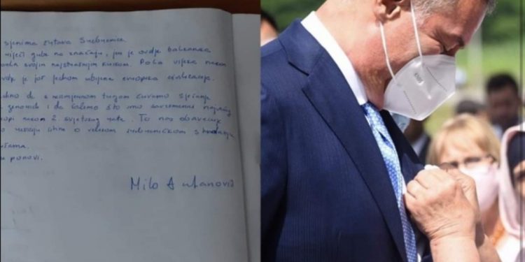 Evo šta je Milo Đukanović upisao u knjigu žalosti u Potočarima