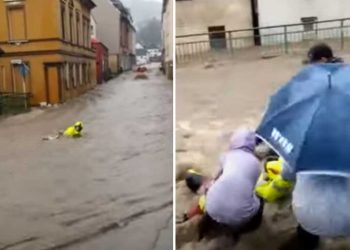 Poplave u Njemačkoj: Mještani uskočili da spase vatrogasca, objavljen snimak