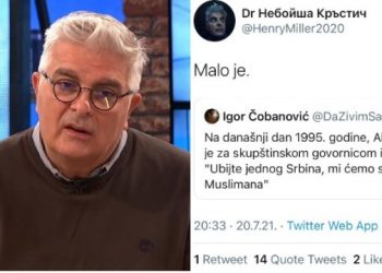 (VIDEO) MONSTRUOZNO: Stručnjak u službi Aleksandra Vučića poručio da je “malo 100 muslimana ubiti za jednog Srbina”…