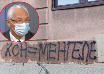 NOVE JEZIVE PRETNJE DR KONU: Na zgradi u kojoj živi ispisan grafit KON=MENGELE, doktor vidno uznemiren