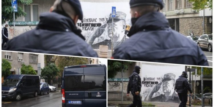 Vulin poslao policiju da čuva mural Ratka Mladića: Ne želimo krvave sprske glave