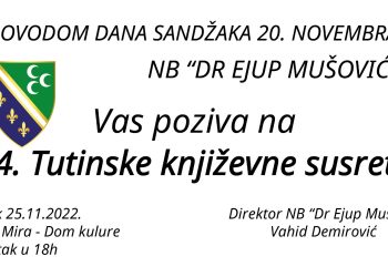Tutinski književni susreti u petak 25.novembra KUĆA MIRA U 18h