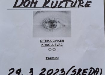 U sredu 29.03.2023 godine u Domu kulture u Tutinu OPTIKA CVIKER organizuje besplatan pregled vida